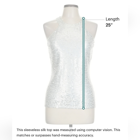 INC International Concepts Lg Sequin Silver Sleeveless silk top NEW - Picture 5 of 6